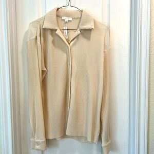 Button up cream top with accordion details